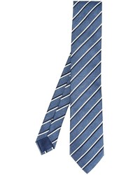 Мужской синий шелковый галстук в горизонтальную полоску от Ermenegildo Zegna