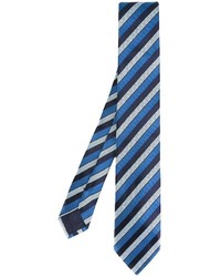 Мужской синий шелковый галстук в горизонтальную полоску от Ermenegildo Zegna