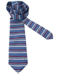 Мужской синий шелковый галстук в горизонтальную полоску от Pierre Cardin