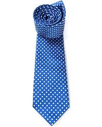 Мужской синий шелковый галстук в горошек от Canali