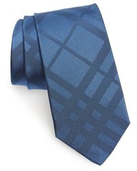 Синий шелковый галстук в клетку