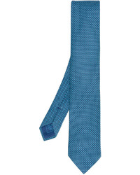 Мужской синий шелковый галстук с вышивкой от Brioni