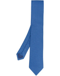 Мужской синий шелковый галстук с вышивкой от Brioni