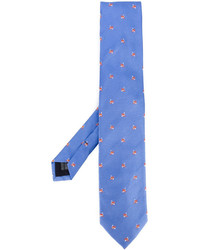 Мужской синий шелковый галстук с вышивкой от fe-fe