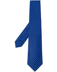Мужской синий шелковый галстук с вышивкой от Kiton