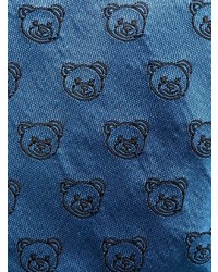 Мужской синий шелковый галстук с вышивкой от Moschino