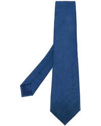 Мужской синий шелковый галстук с геометрическим рисунком от Brioni