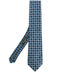 Мужской синий шелковый галстук с геометрическим рисунком от Etro