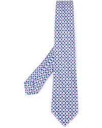Мужской синий шелковый галстук с геометрическим рисунком от Kiton