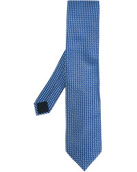 Мужской синий шелковый галстук с геометрическим рисунком от Lanvin