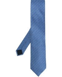Мужской синий шелковый галстук с геометрическим рисунком от Lanvin