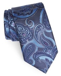 Синий шелковый галстук с "огурцами"