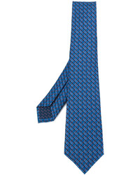Мужской синий шелковый галстук с принтом от Bulgari
