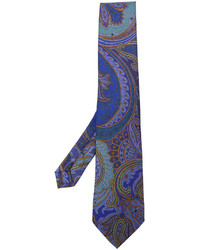Мужской синий шелковый галстук с принтом от Etro