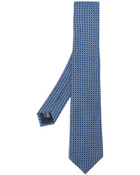 Мужской синий шелковый галстук с принтом от Giorgio Armani