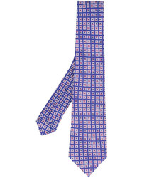 Мужской синий шелковый галстук с принтом от Kiton