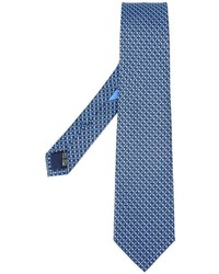 Мужской синий шелковый галстук с принтом от Salvatore Ferragamo