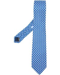 Мужской синий шелковый галстук с принтом от Salvatore Ferragamo