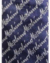 Мужской синий шелковый галстук с принтом от Moschino