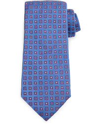 Синий шелковый галстук с ромбами