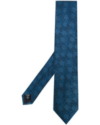 Мужской синий шелковый галстук с цветочным принтом от Ermenegildo Zegna