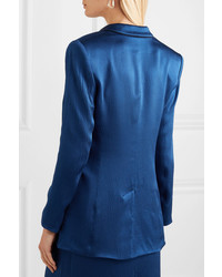 Женский синий шелковый двубортный пиджак от Roland Mouret