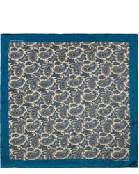 Синий шелковый нагрудный платок с "огурцами" от Turnbull & Asser