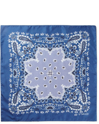 Синий шелковый нагрудный платок с "огурцами" от Etro