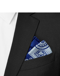 Синий шелковый нагрудный платок с "огурцами" от Turnbull & Asser