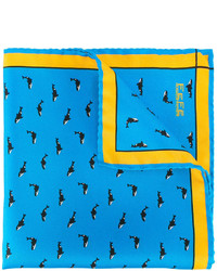 Синий шелковый нагрудный платок с принтом от fe-fe