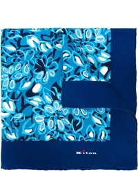 Синий шелковый нагрудный платок с принтом от Kiton