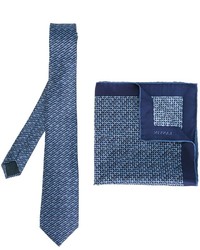 Синий шелковый нагрудный платок с принтом от Lanvin