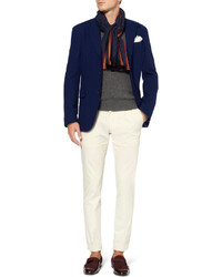 Синий шелковый нагрудный платок от Drakes