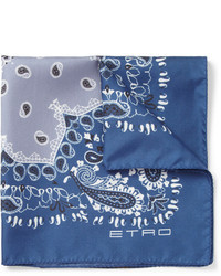 Синий шелковый нагрудный платок от Etro