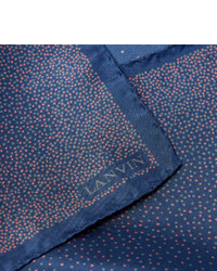 Синий шелковый нагрудный платок