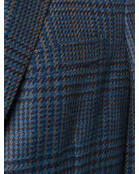 Мужской синий шелковый пиджак в клетку от Etro