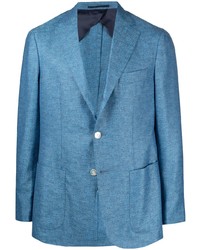 Мужской синий шелковый пиджак от Barba