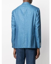 Мужской синий шелковый пиджак от Barba