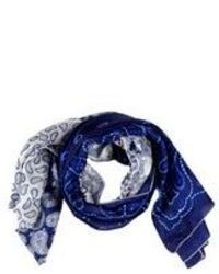 Синий шелковый шарф