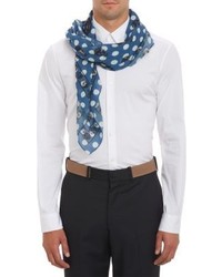 Синий шелковый шарф