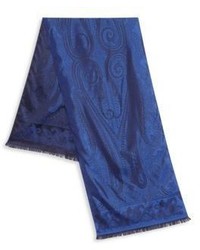 Синий шелковый шарф с "огурцами"