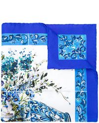 Женский синий шелковый шарф с принтом от Dolce & Gabbana