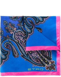 Женский синий шелковый шарф с принтом от Etro