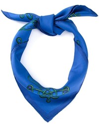 Женский синий шелковый шарф с принтом от Hermes