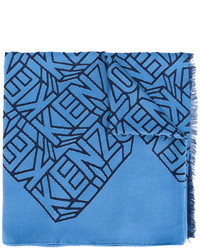 Женский синий шелковый шарф от Kenzo