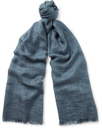 Мужской синий шелковый шарф от Loro Piana
