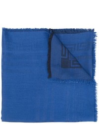 Мужской синий шелковый шарф от Versace
