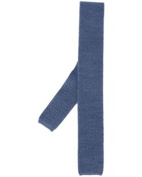 Синий шерстяной вязаный галстук