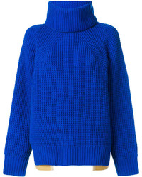Женский синий шерстяной вязаный свитер от Sacai