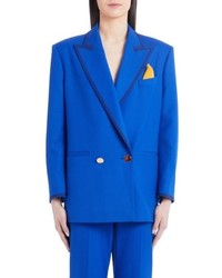 Синий шерстяной двубортный пиджак